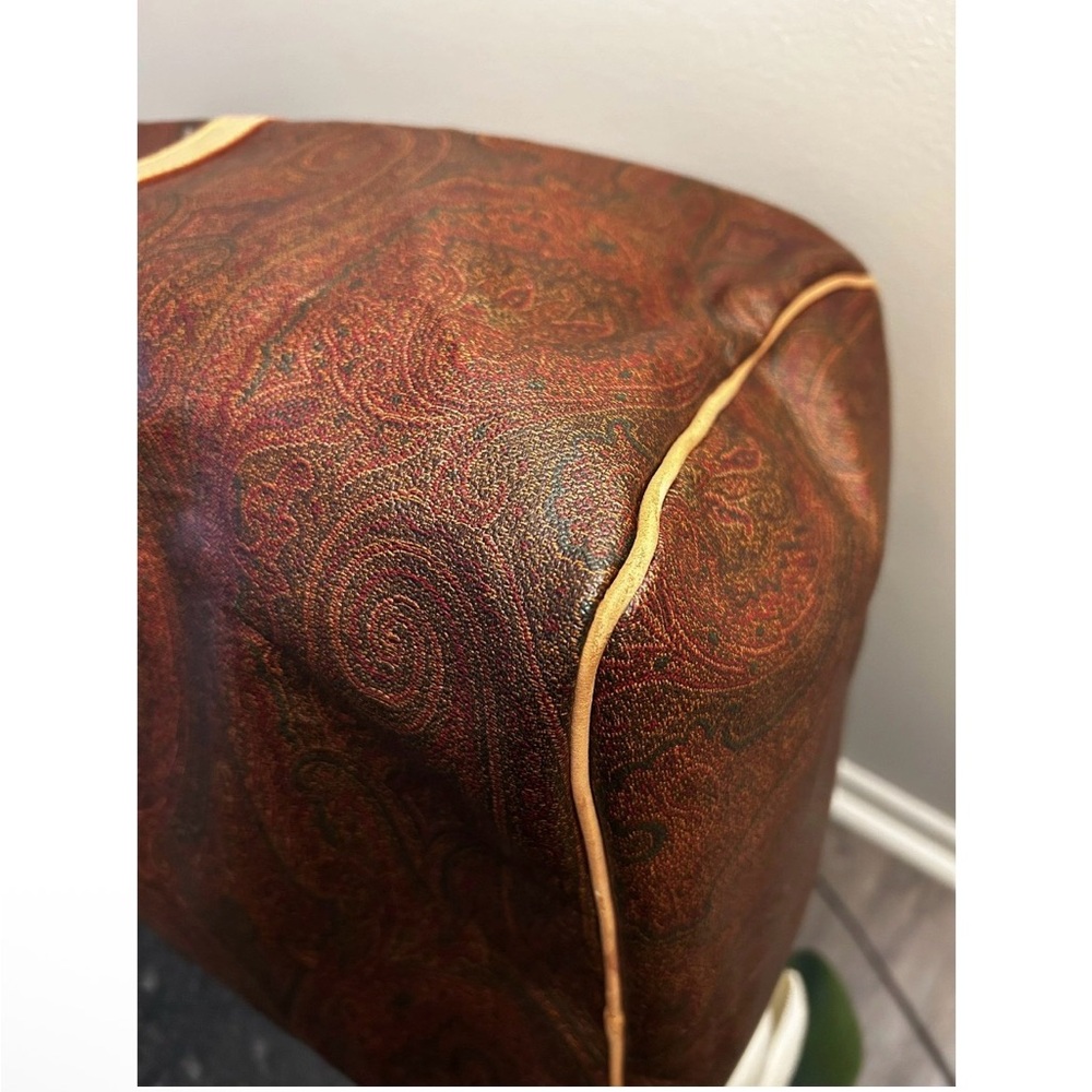 ETRO BOSTON RED PAISLEY Weekend Bag with Luggage Tag, Crossbody Strap, Clochette - Picture 11 of 15